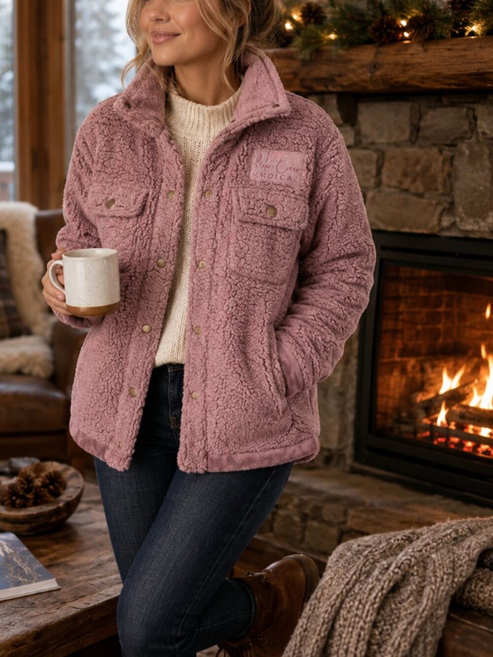 Marmot Sonora Sherpa Fleece Shacket Dream State Pink Snap Jacket M Corporate